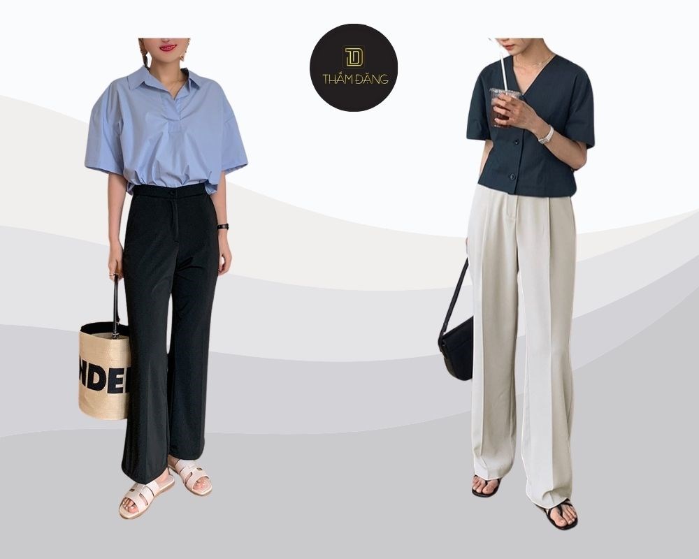 Phối giày với quần tây đen nữ - Sandal quai ngang phối với quần ống đứng thoải mái, lý tưởng cho những ngày hè