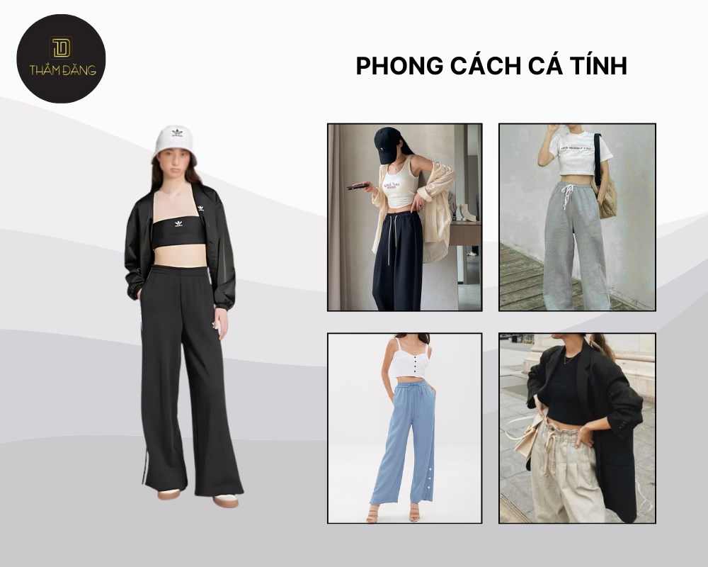 Diện quần thun ống rộng cùng áo croptop giúp tạo nên phong cách cá tính
