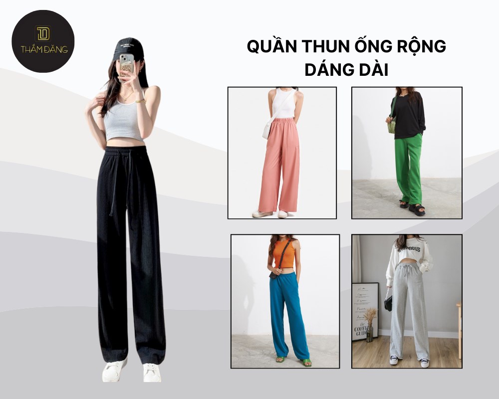 Sự kết hợp giữa quần thun cạp cao ống rộng dáng dài và áo crop top mang lại sự trẻ trung, năng động